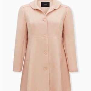 Torrid pale blush pink woolen fit and flare Women's Coat herringbone pattern 4X